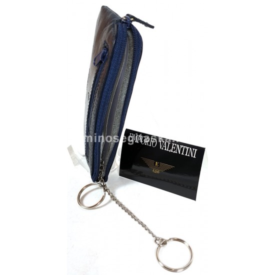 Valentini zippes, két karikás kék bőr kulcstartó 563352