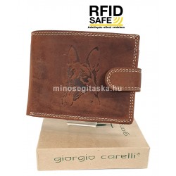 Giorgio Carelli németjuhászos, rugalmas nyelves bőr pénztárca RFID 677797-301