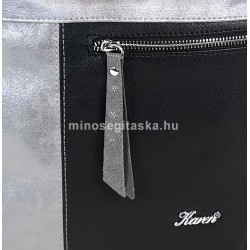 KAREN LENA ezüst, fekete betétes-kis zsebes válltáska K-D412