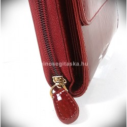 KROKOMANDER piros krokkó lakk, kétoldalas közepes bőr pénztárca SKJ11-014
