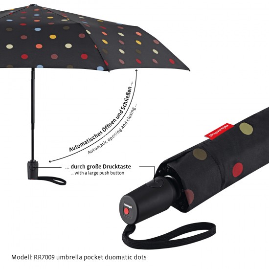 REISENTHEL DUOMATIC oda-vissza automata, fekete-színes pettyes esernyő RR7009