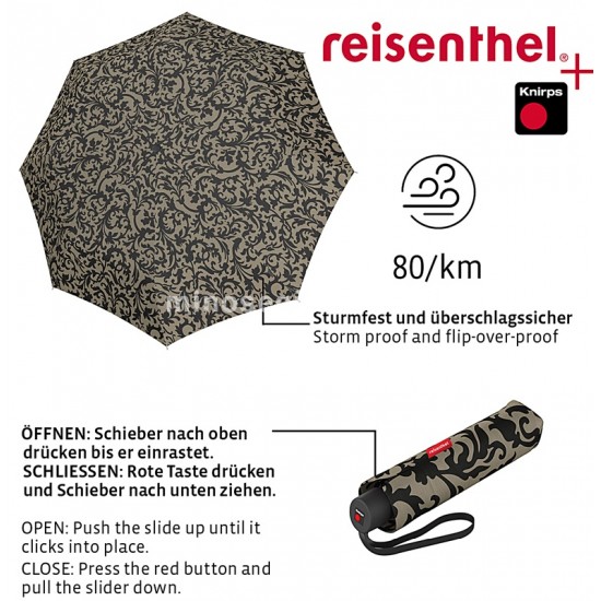 REISENTHEL CLASSIC  mechanikus, tóp-fekete barokk mintás esernyő RS7027