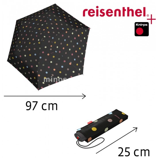 REISENTHEL MINI lapos, mechanikus, fekete-színes pettyes esernyő RT7009