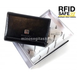 BLACKLINE RF védett, kis méretű, három részes, fekete női pénz és irattartó tárca W7627-5