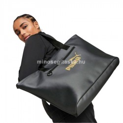 PUMA 23 CORE UP nagy, shopper fazonú, fekete, arany logós műbőr női táska P079485-01