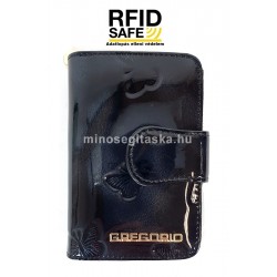 GREGORIO RFID védett, pillangó mintás, fekete, kis, két oldalas pénztárca BT-115