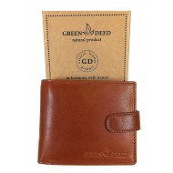 Green Deed konyak színű, márkanév nyomatos, nyelves bőr pénztárca OPR6002LT