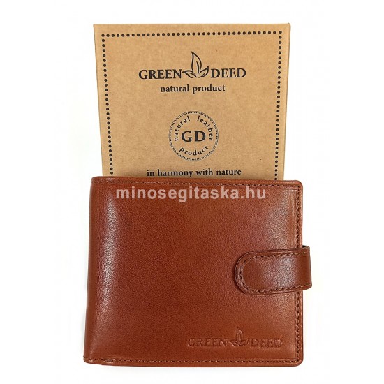 Green Deed konyak színű, márkanév nyomatos, nyelves bőr pénztárca OPR6002LT