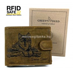 Green Deed farkas nyomatos, RFID védett nyelves bőr pénztárca UFA08T