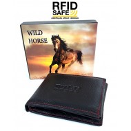 WILD Horse nyomott logós, fekete, piros tűzéses, szabadon pénztárca 2-84 piros varrott
