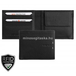 Giorgio Carelli közepes szabadon nyíló, felhajló válaszfalas fekete bőr pénztárca RFID védelemmel 347880