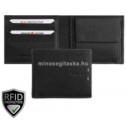 Giorgio Carelli közepes szabadon nyíló fekete bőr pénztárca RFID védelemmel 347860