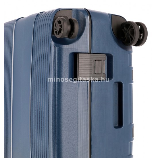 Travelite KORFU négykerekű csatos közepes bőrönd-kék