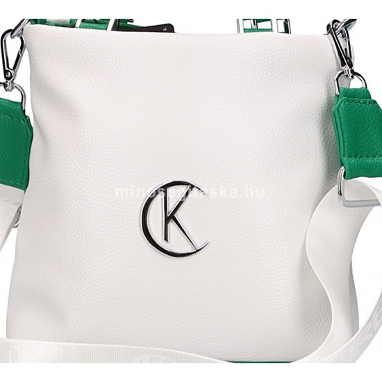 Karen TEKILA fehér-zöld, monogram logós kézi és válltáska K-D652