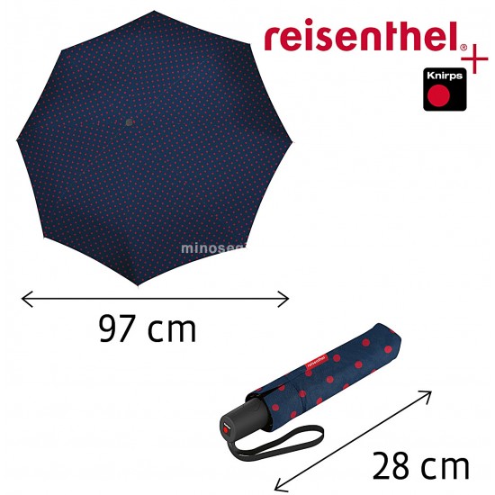 REISENTHEL DUOMATIC oda-vissza automata, kék-piros pettyes esernyő RR3075