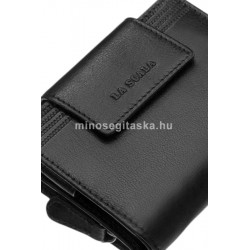 La Scala tűzés nyomatos, fekete, széles nyelves két oldalas női bőr pénztárca TGN11259