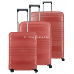 Travelite KORFU négykerekű csatos bőrönd szett-3db tégla