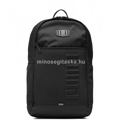 PUMA 23 S fekete, domború márkaneves, laptoptartós hátizsák P079222-01