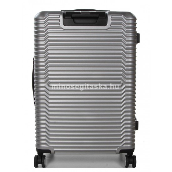 SNOWBALL vízszintes bordás ezüstszürke közepes bőrönd  SB20603Ezüst M