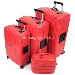 Touareg MATRIX csatos négykerekű, piros, 3db-os bőrönd + kozmetikai táska szett  BD28-piros 4db-os szett