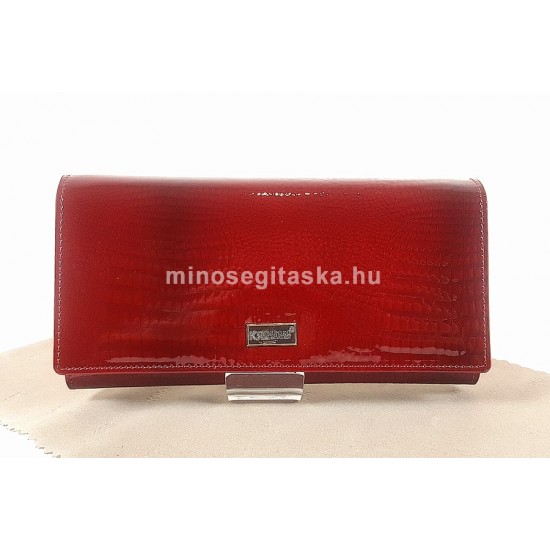 KROKOMANDER piros, krokkó lakk bőr női pénztárca-hosszú SKJ11-016