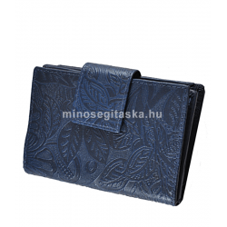 Leveles-virágos nyomott mintás közepes kék női pénztárca 8673-2
