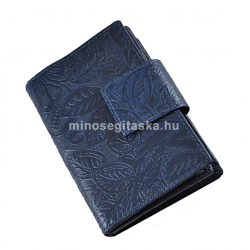 Leveles-virágos nyomott mintás közepes kék női pénztárca 8673-2