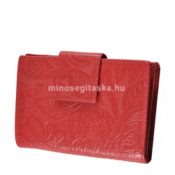 Leveles-virágos nyomott mintás közepes piros női pénztárca 8673-2